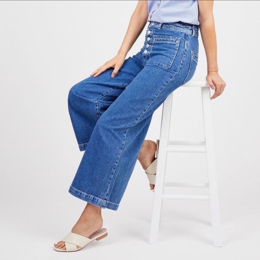 FREE PEOPLE Colette Cropped Wide Leg Jeans